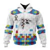 Atlanta Falcons Custom Name Number Autism Awareness Zip Up Hoodie