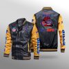 Buffalo Bills Black Yellow Leather Bomber Jacket