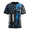Carolina Panthers Custom Name Number Classic Grunge American Flag T-Shirt