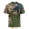 Carolina Panthers Custom Name Number Green Camo US Military T-Shirt