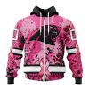 Carolina Panthers Custom Name Number Pink Breast Cancer Zip Up Hoodie