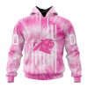 Carolina Panthers Custom Name Number Pink Tie-Dye Pullover Hoodie