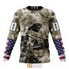 Carolina Panthers Custom Name Number Veteran Salute To Service Sweatshirt