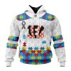 Cincinnati Bengals Custom Name Number Autism Awareness Pullover Hoodie