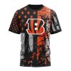 Cincinnati Bengals Custom Name Number Classic Grunge American Flag T-Shirt