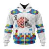 Cleveland Browns Custom Name Number Autism Awareness Zip Up Hoodie