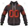 Cleveland Browns Custom Name Number Brown Alternate Jersey Zip Up Hoodie