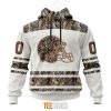 Cleveland Browns Custom Name Number White Camo Hunting Pullover Hoodie