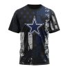 Dallas Cowboys Custom Name Number Classic Grunge American Flag T-Shirt