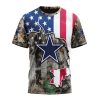 Dallas Cowboys Custom Name Number USA Flag Camo Realtree T-Shirt