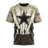 Dallas Cowboys Custom Name Number Veterans And Families T-Shirt