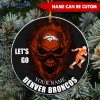 Denver Broncos Custom Name Let’s Go Skull Round Ornament