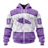 Denver Broncos Custom Name Number Fight Cancer Zip Up Hoodie
