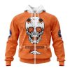 Denver Broncos Custom Name Number Kits For Dia De Muertos Zip Up Hoodie