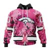 Denver Broncos Custom Name Number Pink Breast Cancer Pullover Hoodie