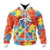 Denver Broncos Custom Name Number Puzzle Autism Awareness Zip Up Hoodie