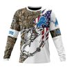 Detroit Lions Custom Name Number Fishing With Flag Of USA Sweatshirt