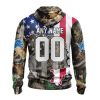 Detroit Lions Custom Name Number USA Flag Camo Realtree Zip Up Hoodie