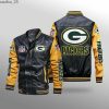 Green Bay Packers Black Yellow Leather Bomber Jacket