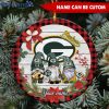 Green Bay Packers Custom Name Cute Gnome Round Ornament