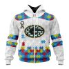 Green Bay Packers Custom Name Number Autism Awareness Zip Up Hoodie