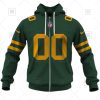 Green Bay Packers Custom Name Number Green Road Jersey Zip Up Hoodie