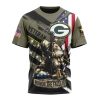 Green Bay Packers Custom Name Number Veterans Kneeling Soldier T-Shirt