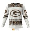 Green Bay Packers Custom Name Number White Camo Hunting Sweatshirt