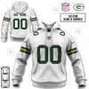 Green Bay Packers Custom Name Number White Road Jersey Pullover Hoodie