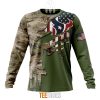 Houston Texans Custom Name Number Green Camo US Military Sweatshirt