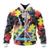 Houston Texans Custom Name Number Puzzle Autism Awareness Zip Up Hoodie
