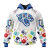 Jacksonville Jaguars Custom Name Number Autism Awareness Hands Pullover Hoodie