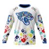 Jacksonville Jaguars Custom Name Number Autism Awareness Hands Sweatshirt