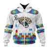 Jacksonville Jaguars Custom Name Number Autism Awareness Zip Up Hoodie