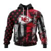 Kansas City Chiefs Custom Name Number Classic Grunge American Flag Pullover Hoodie