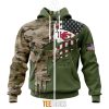 Kansas City Chiefs Custom Name Number Green Camo US Military Zip Up Hoodie