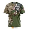 Las Vegas Raiders Custom Name Number Green Camo US Military T-Shirt