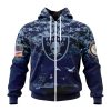 Las Vegas Raiders Custom Name Number Honor US Navy Veterans Zip Up Hoodie