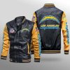 Los Angeles Chargers Black Yellow Leather Bomber Jacket
