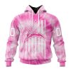Los Angeles Chargers Custom Name Number Pink Tie-Dye Pullover Hoodie