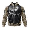 Los Angeles Chargers Custom Name Number Skull Camo Veteran Kits Pullover Hoodie