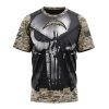 Los Angeles Chargers Custom Name Number Skull Camo Veteran Kits T-Shirt