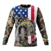 Los Angeles Chargers Custom Name Number USA Flag Camo Realtree Sweatshirt