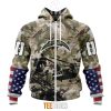 Los Angeles Chargers Custom Name Number Veteran Salute To Service Zip Up Hoodie