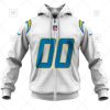 Los Angeles Chargers Custom Name Number White Road Jersey Zip Up Hoodie