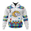 Los Angeles Rams Custom Name Number Autism Awareness Pullover Hoodie