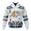 Los Angeles Rams Custom Name Number Autism Awareness Zip Up Hoodie
