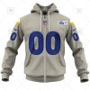 Los Angeles Rams Custom Name Number Bone Road Jersey Zip Up Hoodie