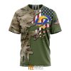 Los Angeles Rams Custom Name Number Green Camo US Military T-Shirt