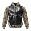 Los Angeles Rams Custom Name Number Skull Camo Veteran Kits Pullover Hoodie